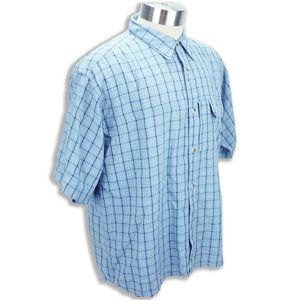 North Face Mens Button Shirt Blue Checkered